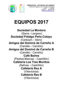 equipos 2017 - Federación Asturiana de Dominó