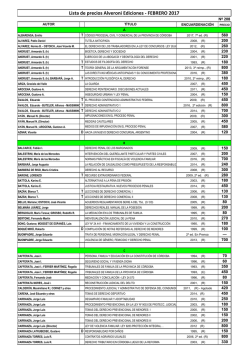 Lista de Precios Febrero 2017 Alveroni Ediciones