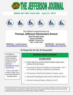 Jefferson Journal - Thomas Jefferson Elementary School