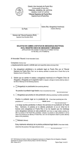 Solicitud de Cambio a Estatus de Abogado(a)