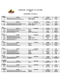 Calendario Federación Colombiana