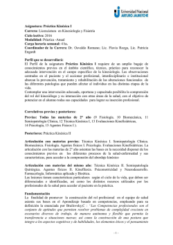 Asignatura: Práctica Kinésica I Carrera: Licenciatura en Kinesiología