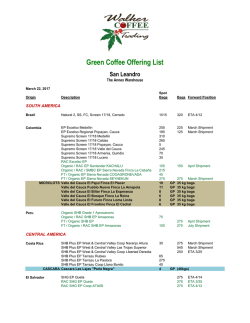 Green Coffee Offering List