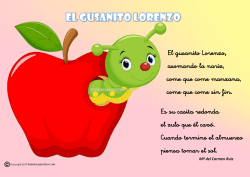 El gusanito Lorenzo, asomando la nariz, come