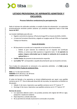 listado provisional de aspirantes admitidos y excluidos.