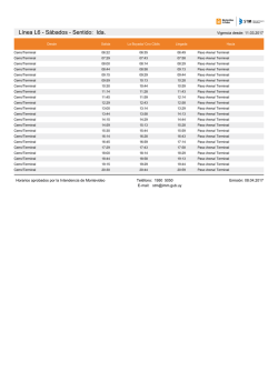 L&iacute;nea L6 - S&aacute;bados - Sentido: Ida.