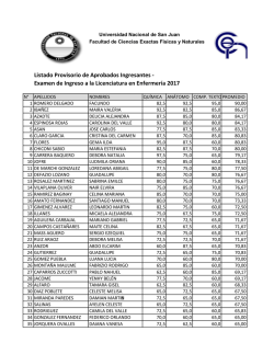 Aprobados Enfermería 2017 - Facultad de Ciencias Exactas, Físicas