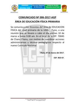 COMUNICADO Nº 006-2017-AGP ÁREA DE EDUCACIÓN FÍSICA