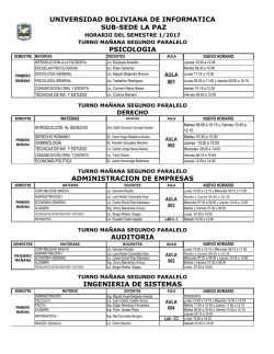 HORARIOS SEMESTRE 1/2017 - UBI