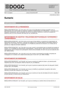 Sumario - DOGC - Generalitat de Catalunya