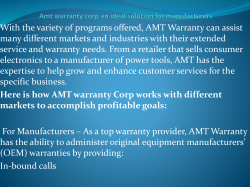 &nbsp;Amt warranty corp an ideal solution for manufacturers