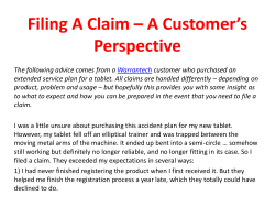 Filing A Claim – A Customer’s Perspective